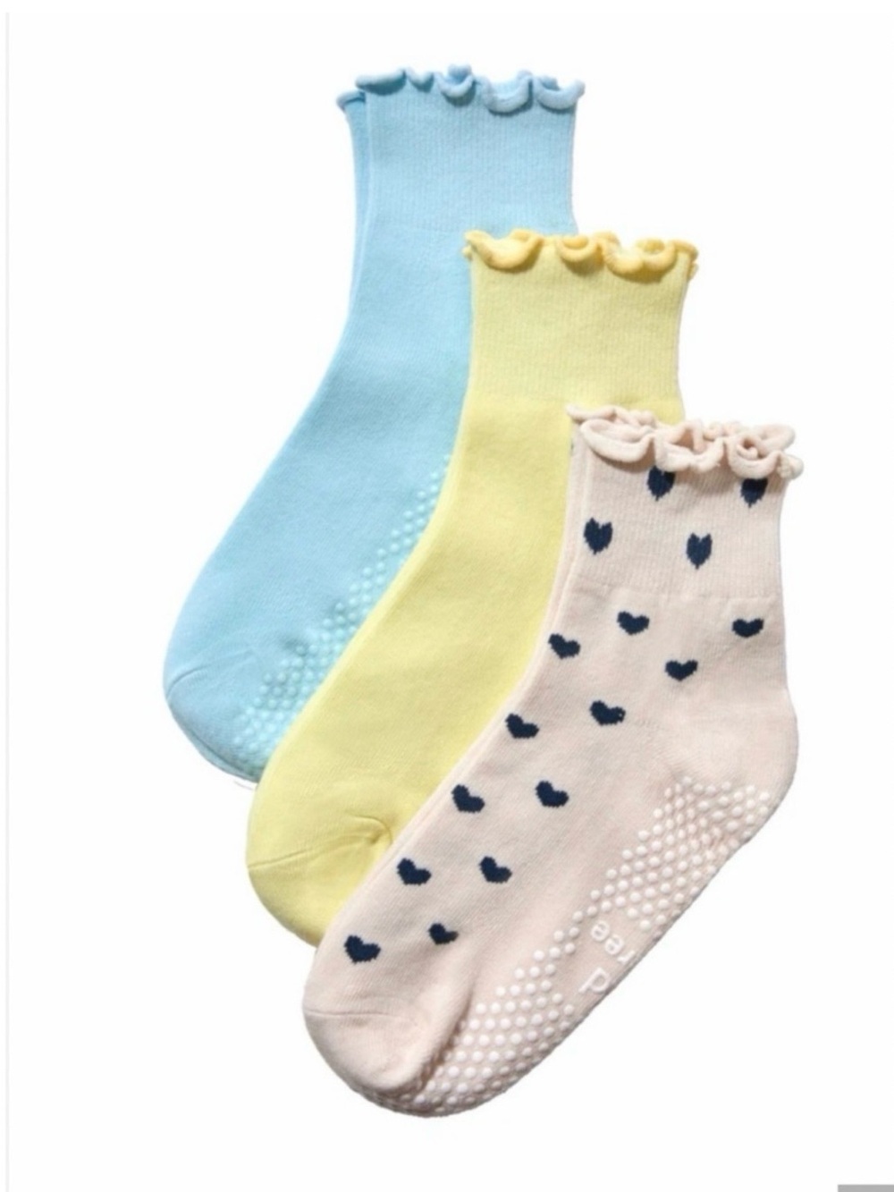 Hold for Three Women's Light Blue Ruffle Pilates Socks - Pack of 3